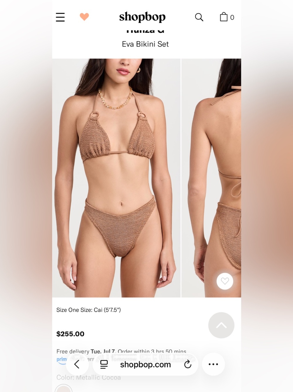 Hunza G metallic cocoa Eva Bikini